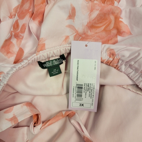 Wild Fable Mini Skater Halter Dress Women's Plus 3X Pink Floral Cotton - Picture 3 of 5